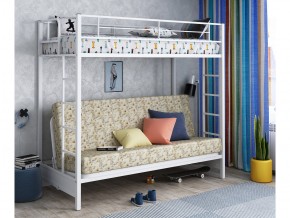 Двухъярусная кровать с диваном Мадлен белая-пифагор в Реж - rezh.magazinmebel.ru | фото