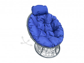 Кресло Папасан мини пружинка с ротангом синяя подушка в Реж - rezh.magazinmebel.ru | фото