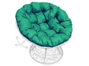 Кресло Папасан пружинка с ротангом зелёная подушка в Реж - rezh.magazinmebel.ru | фото