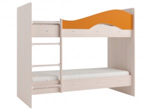 Кровать 2-х ярусная Мая на латофлексах млечный дуб, оранжевая в Реж - rezh.magazinmebel.ru | фото