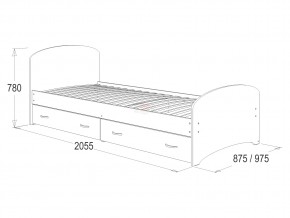 Кровать-6 одинарная с 2-мя ящиками 800*2000 млечный дуб в Реж - rezh.magazinmebel.ru | фото - изображение 2