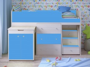 Кровать чердак Малыш 80х180 Дуб молочный, Голубой в Реж - rezh.magazinmebel.ru | фото