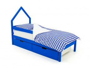 Кровать-домик мини Svogen с ящиками и бортиком синий в Реж - rezh.magazinmebel.ru | фото