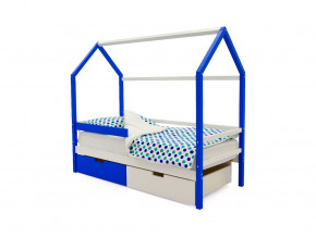 Кровать-домик Svogen с ящиками и бортиком сине-белый в Реж - rezh.magazinmebel.ru | фото - изображение 1
