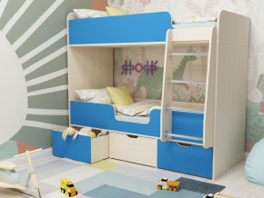 Кровать двухъярусная Малыш двойняшка дуб молочный-голубой в Реж - rezh.magazinmebel.ru | фото