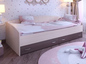 Кровать с выкатными ящиками Дуб молочный-Бодего в Реж - rezh.magazinmebel.ru | фото
