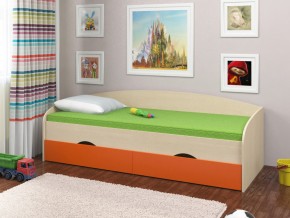 Кровать Соня 2 дуб молочный-оранжевый в Реж - rezh.magazinmebel.ru | фото