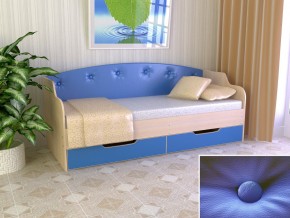 Кровать Юниор Тип 2 дуб молочный/синий 800х1600 в Реж - rezh.magazinmebel.ru | фото