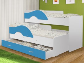 Кровать выкатная Радуга с ящиком 80х160 белая-голубой в Реж - rezh.magazinmebel.ru | фото - изображение 1