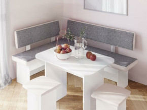 Кухонный уголок Парма Белый, ткань серая в Реж - rezh.magazinmebel.ru | фото - изображение 3