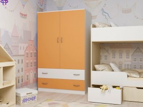 Шкаф двухстворчатый белый-оранж в Реж - rezh.magazinmebel.ru | фото
