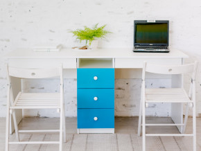 Стол письменный двухместный В 5 голубой в Реж - rezh.magazinmebel.ru | фото - изображение 1
