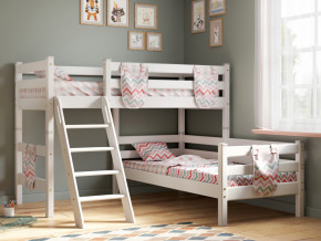 Угловая кровать Соня Вариант 8 с наклонной лестницей белая в Реж - rezh.magazinmebel.ru | фото